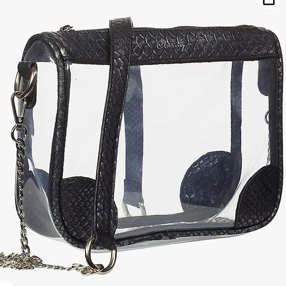 Clarity Handbag Clear Stadium Approved Crossbody Transparent Black Python Purse - Picture 2 of 15
